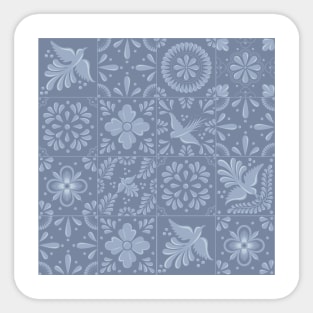 Mexican Elegant Blue Pastel Talavera Tile Pattern by Akbaly Sticker